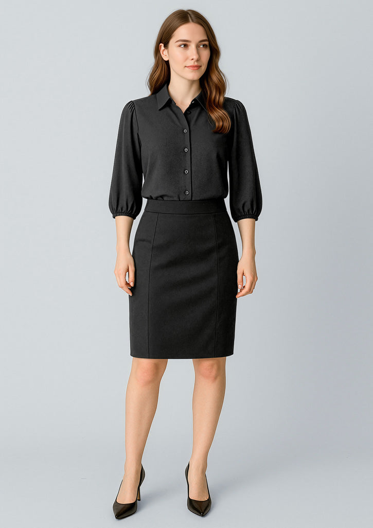 Cool Stretch Womens Mid-waist Pencil Skirt - Black