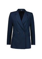 Renew Womens Double Breasted Longline Jacket - Navy Dusk back