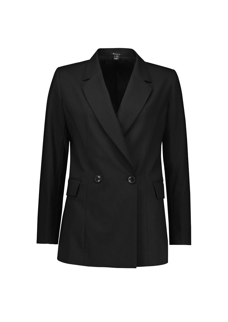 Renew Womens Double Breasted Longline Jacket - Pencil Black back