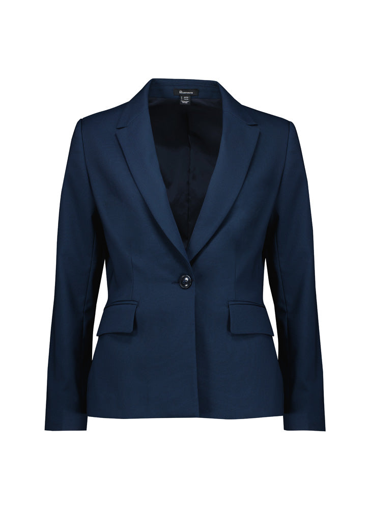 Renew Womens Single Button Mid Length Jacket - Navy Dusk back