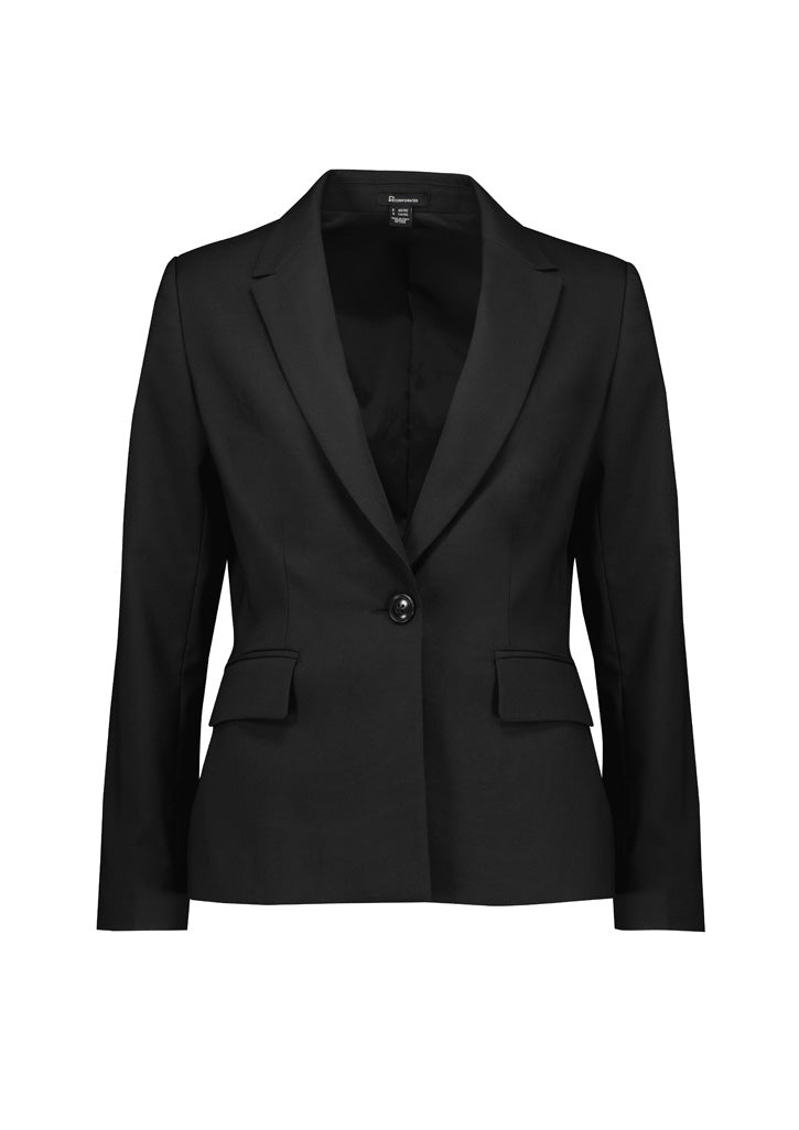 Renew Womens Single Button Mid Length Jacket - Pencil Black back