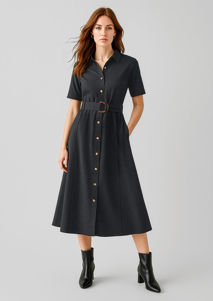 Adele Womens Midi Dress - Black
