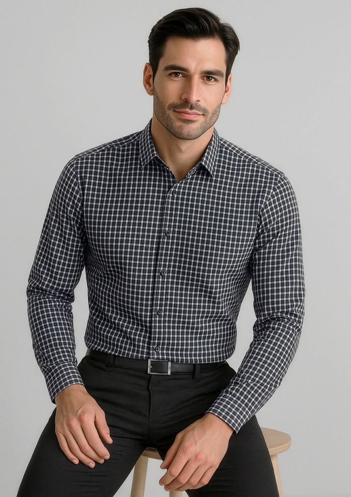 Noah Mens Long Sleeve Shirt - Black/White