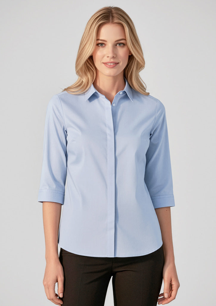 Charlie Womens 3/4 Sleeve Shirt - Blue Chambray