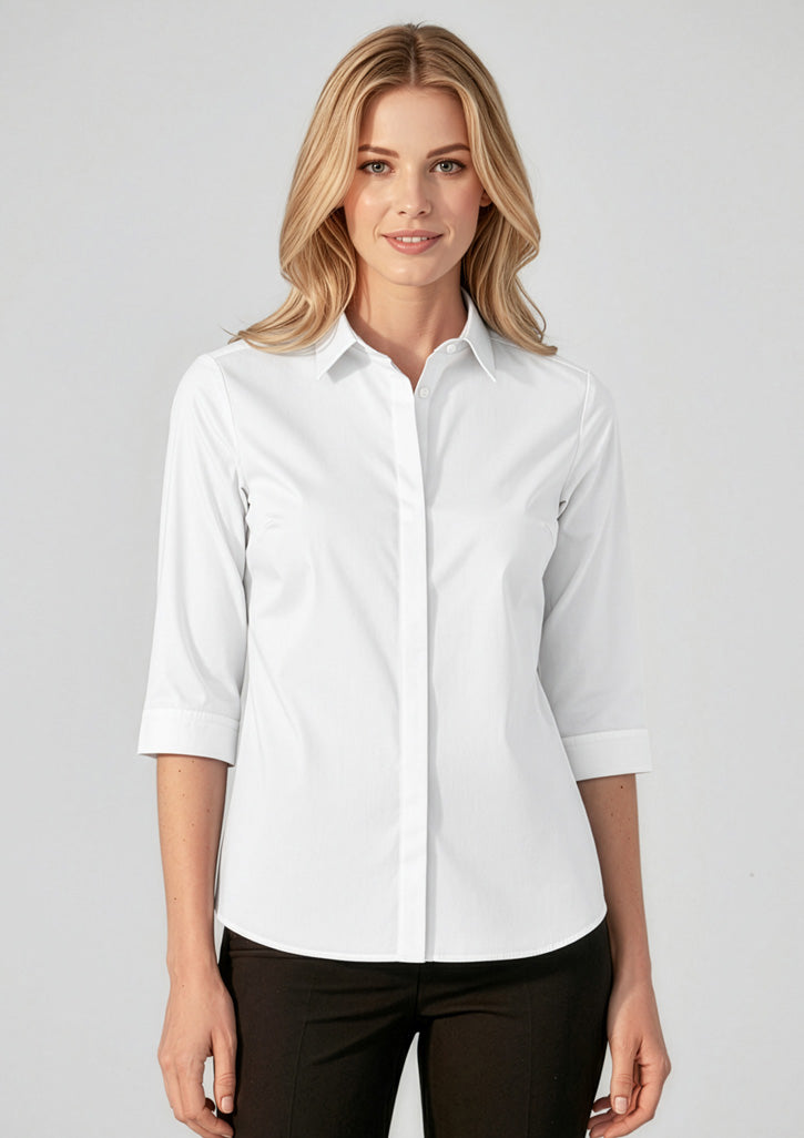 Charlie Womens 3/4 Sleeve Shirt - White