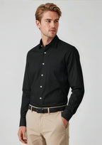 Charlie Mens Classic Fit Long Sleeve Shirt - Black