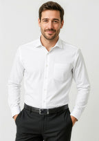 Charlie Mens Classic Fit Long Sleeve Shirt - White