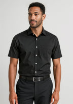 Charlie Mens Classic Fit Short Sleeve Shirt - Black