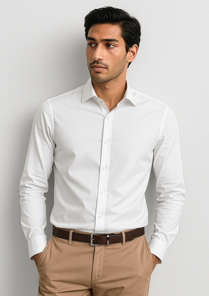Charlie Mens Slim Fit Long Sleeve Shirt - White