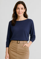 Skye Womens Batwing Sweater Top - Navy
