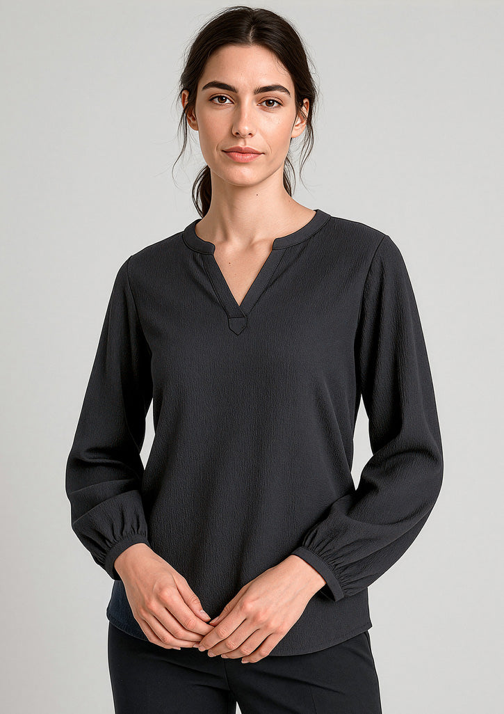 Ruché Womens Long Sleeve Shirt - Black
