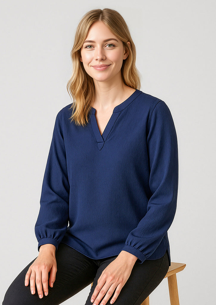 Ruché Womens Long Sleeve Shirt - Navy