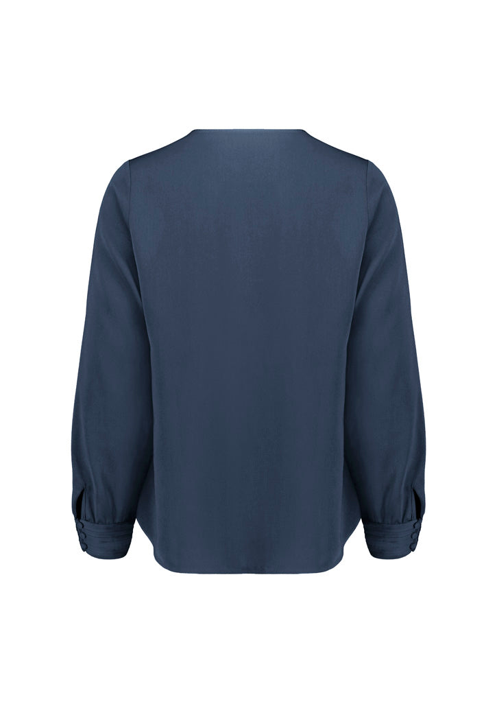 Evelyn Womens Long Sleeve Blouse - Mineral Blue back