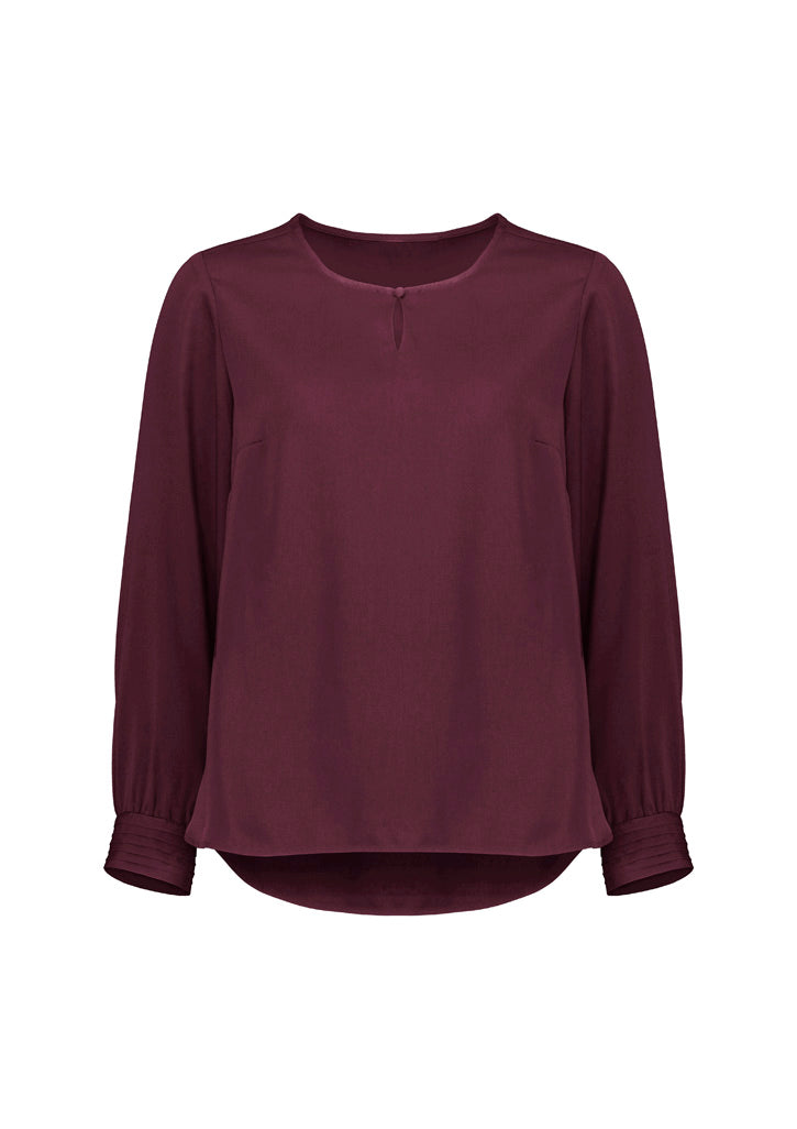 Evelyn Womens Long Sleeve Blouse - Wine back