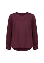 Evelyn Womens Long Sleeve Blouse - Wine back