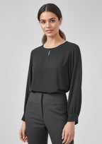 Evelyn Womens Long Sleeve Blouse - Black