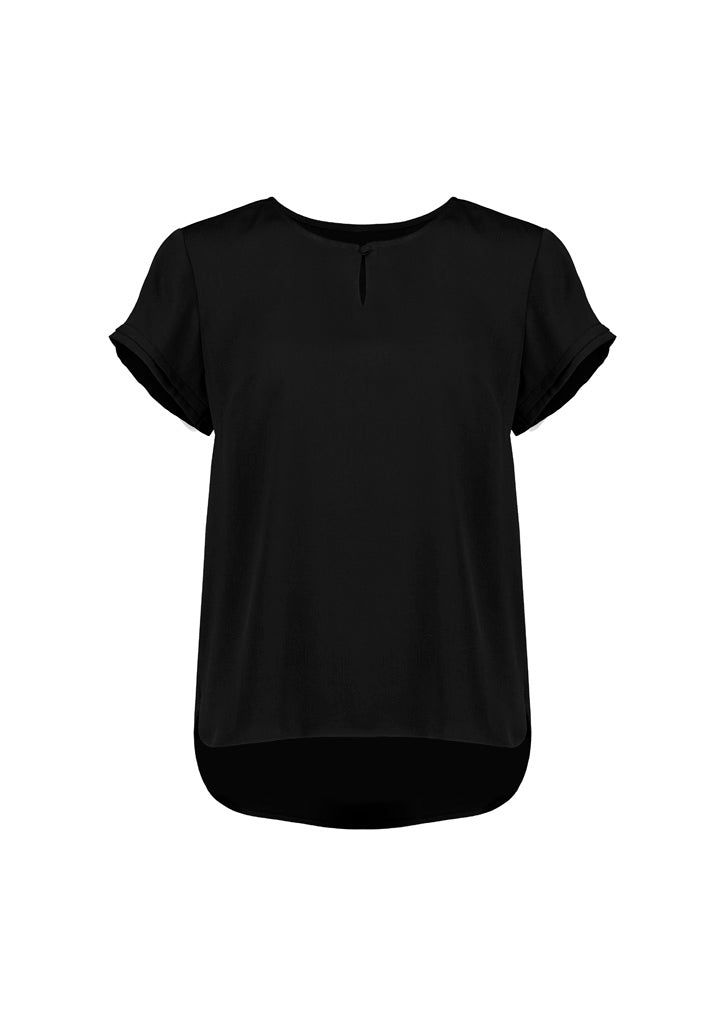 Evelyn Womens Short Sleeve Blouse - Black