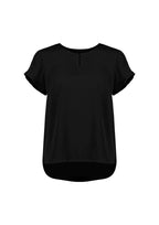 Evelyn Womens Short Sleeve Blouse - Black