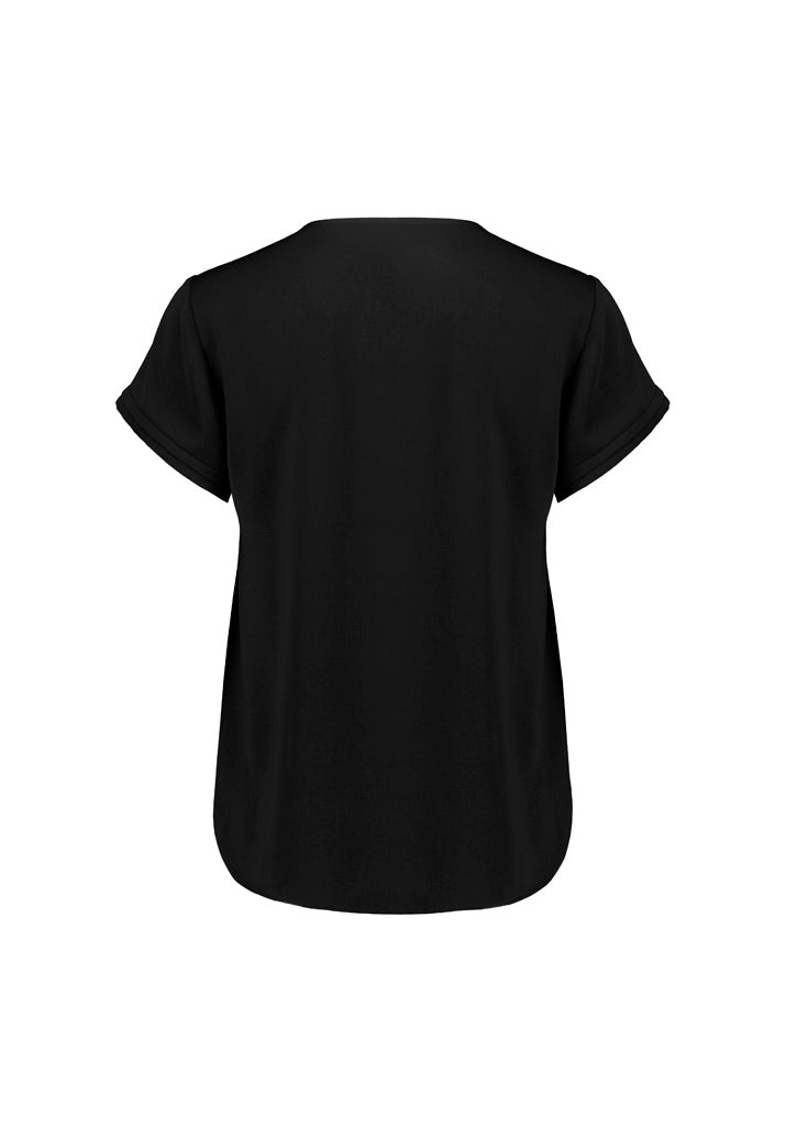 Evelyn Womens Short Sleeve Blouse - Black back