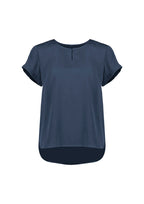 Evelyn Womens Short Sleeve Blouse - Mineral Blue back