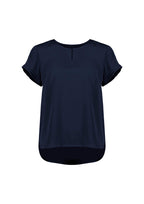 Evelyn Womens Short Sleeve Blouse - Navy back