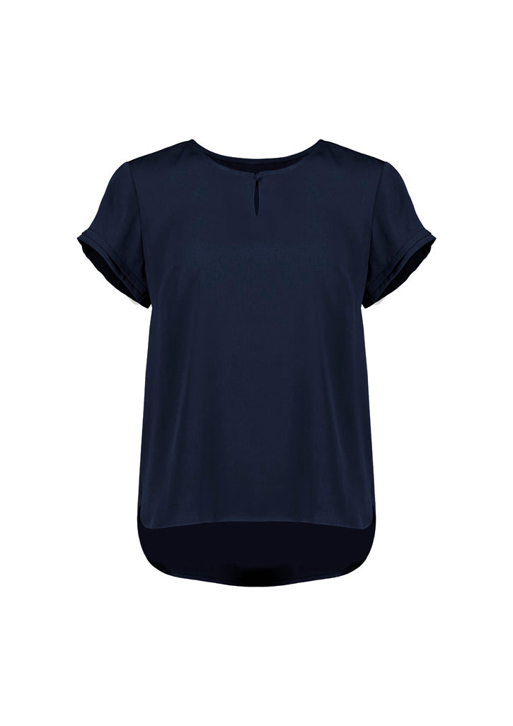Evelyn Womens Short Sleeve Blouse - Navy back