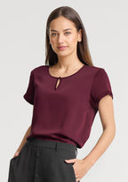 Evelyn Womens Short Sleeve Blouse - Wine