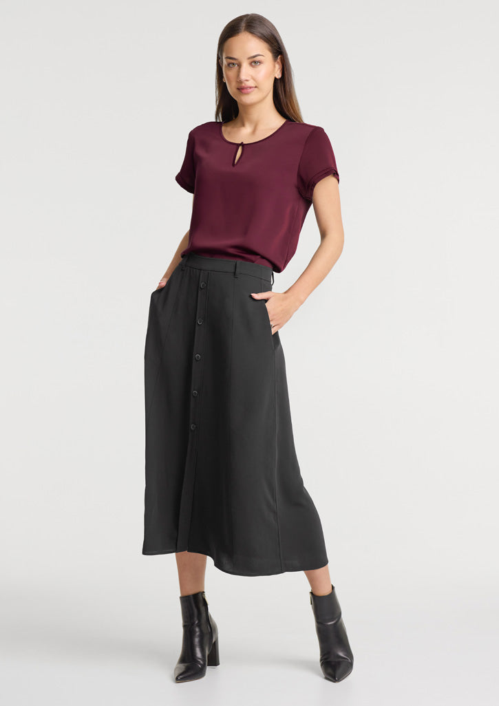 Evelyn Womens Short Sleeve Blouse - Wine back