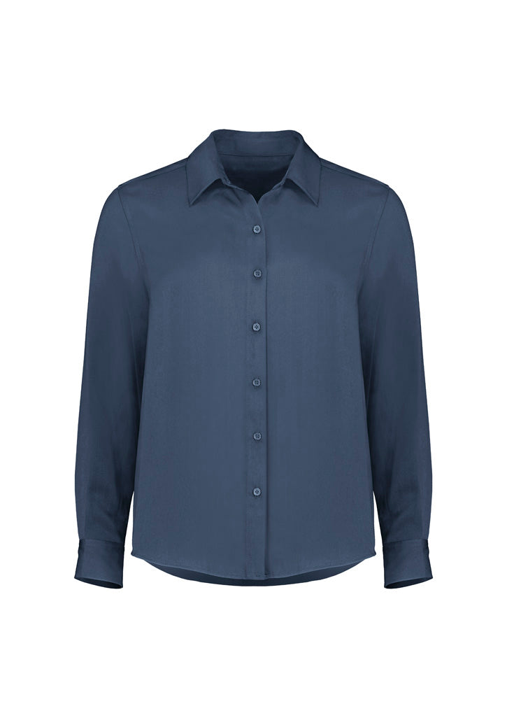 Evelyn Womens Long Sleeve Shirt - Mineral Blue back