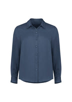 Evelyn Womens Long Sleeve Shirt - Mineral Blue back
