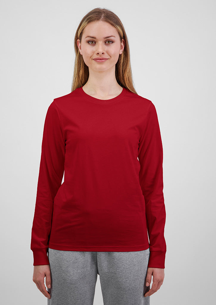 Basis Womens Long Sleeve Tee - Red