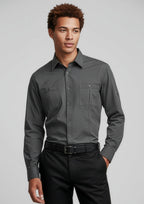 Mens Bondi Long Sleeve Shirt - Charcoal