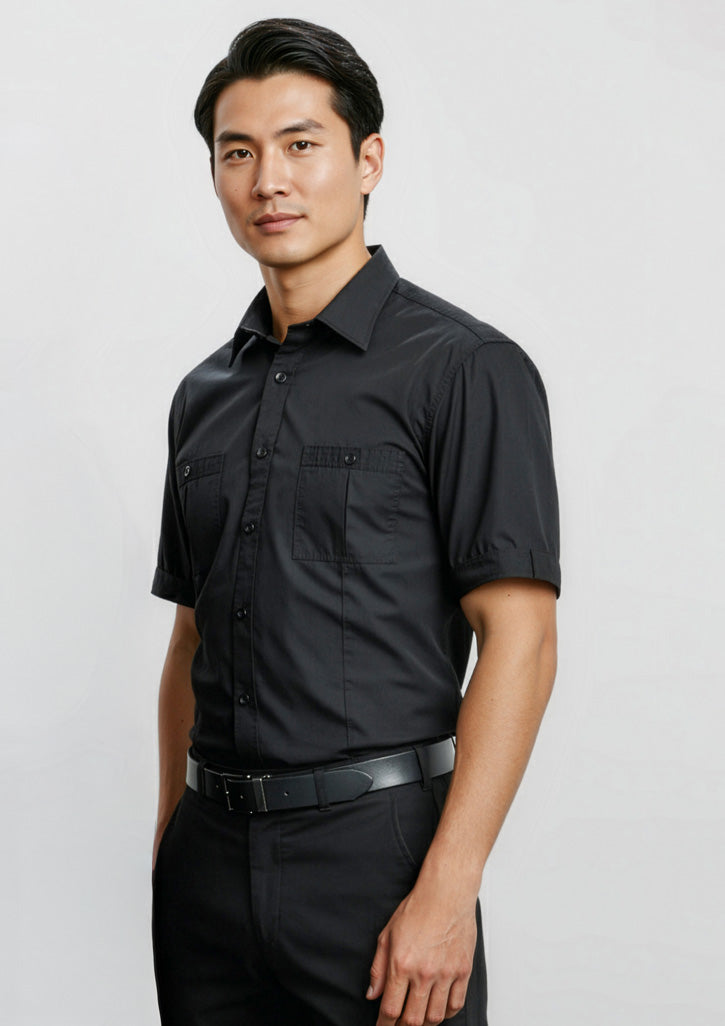 Mens Bondi Short Sleeve Shirt - Black