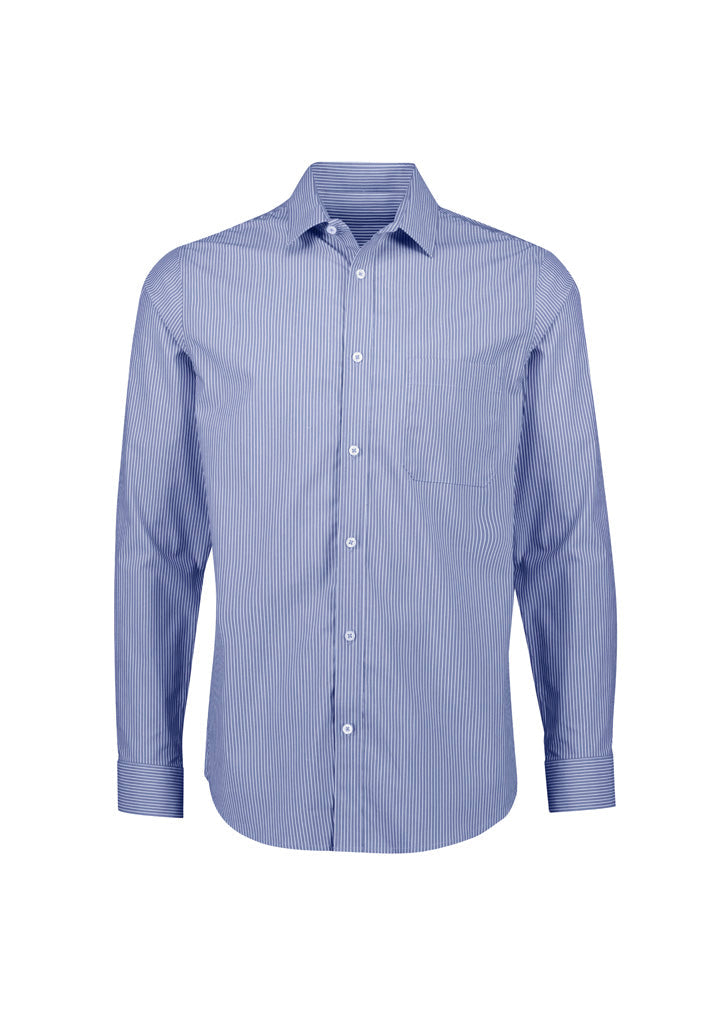 Mens Conran Classic Long Sleeve Shirt - French Blue/White