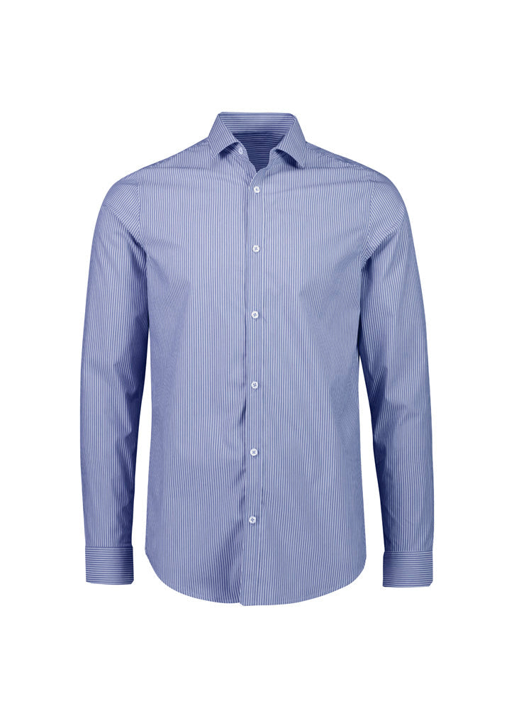 Mens Conran Tailored Long Sleeve Shirt - French Blue/White