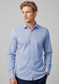 Mens Bristol Tailored Long Sleeve Shirt - White/Navy