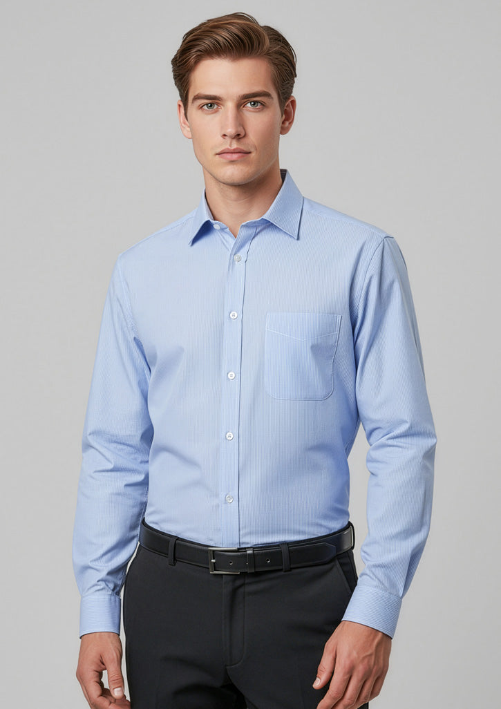 Mens Euro Long Sleeve Shirt - Blue