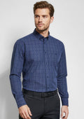 Mens Harper Long Sleeve Shirt - Ink/Silver