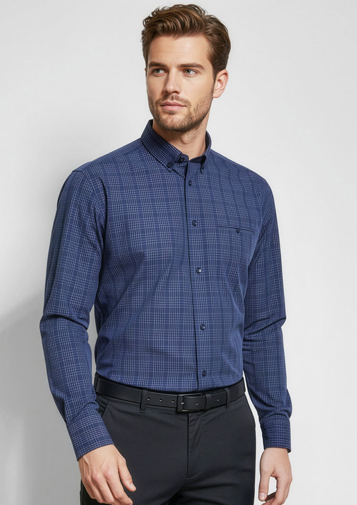 Mens Harper Long Sleeve Shirt - Ink/Silver