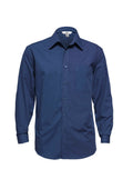 Mens Micro Check Long Sleeve Shirt - Navy