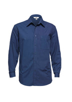 Mens Micro Check Long Sleeve Shirt - Navy
