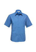 Mens Micro Check Short Sleeve Shirt - Mid Blue
