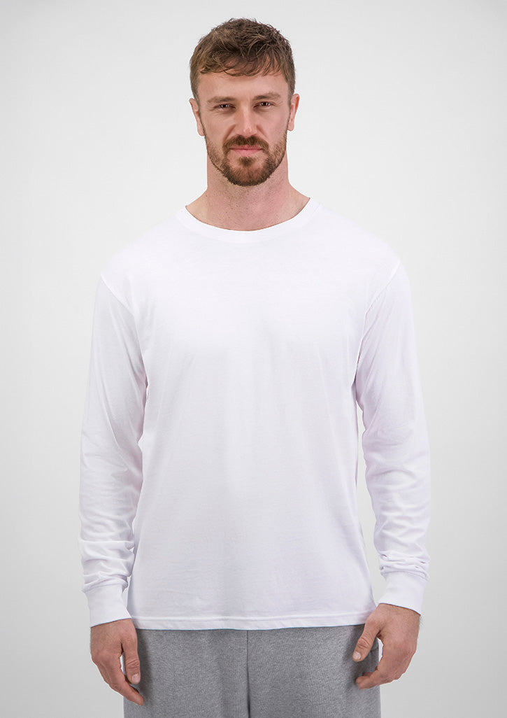 Basis Mens Long Sleeve Tee - White
